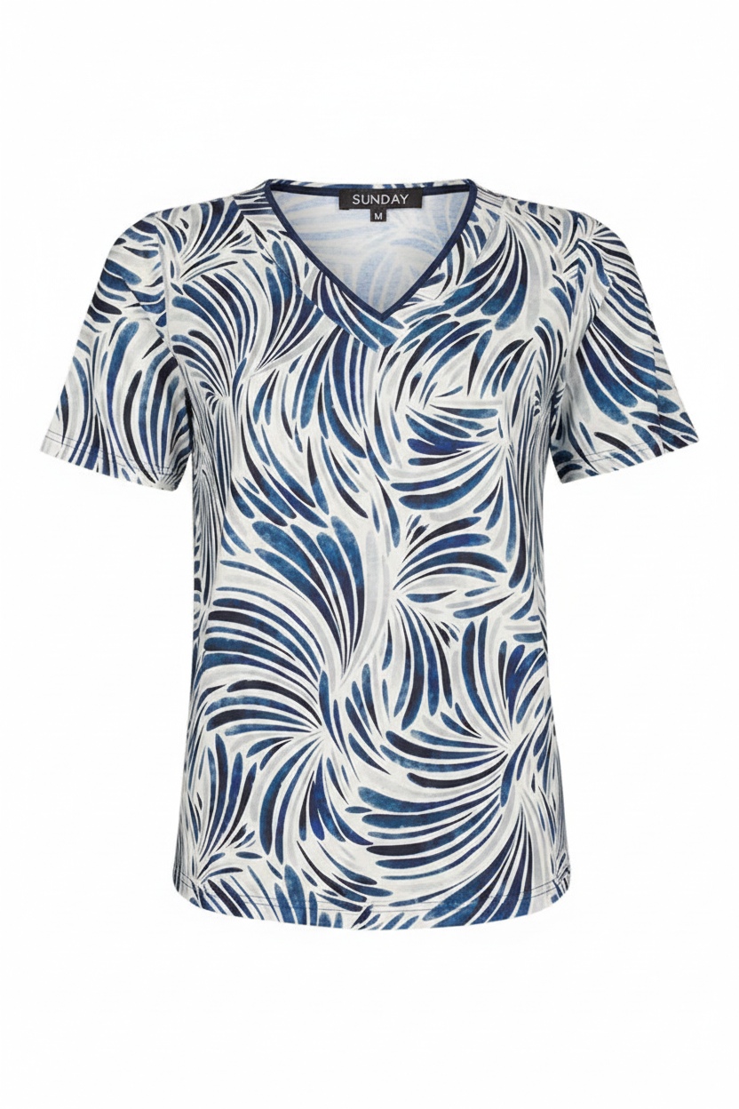 Sunday Navy Swirl Print Top