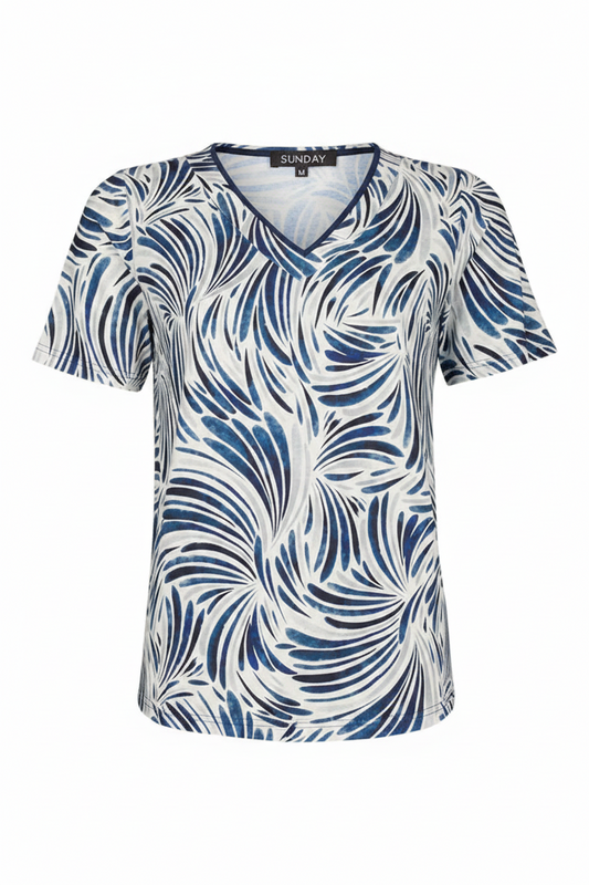 Sunday Navy Swirl Print Top