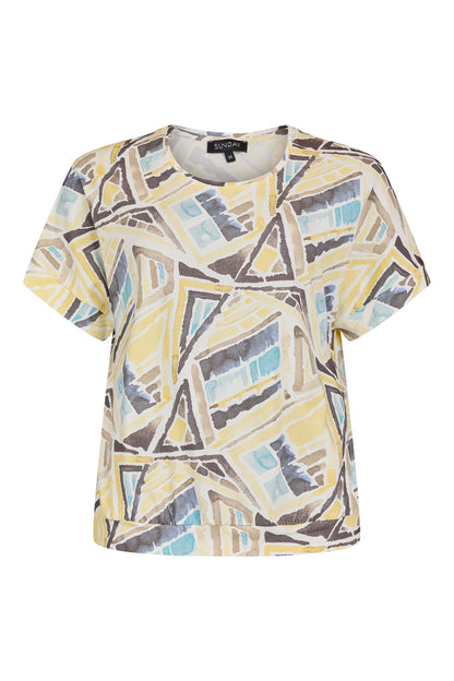 Sunday Lemon Abstract Print Top