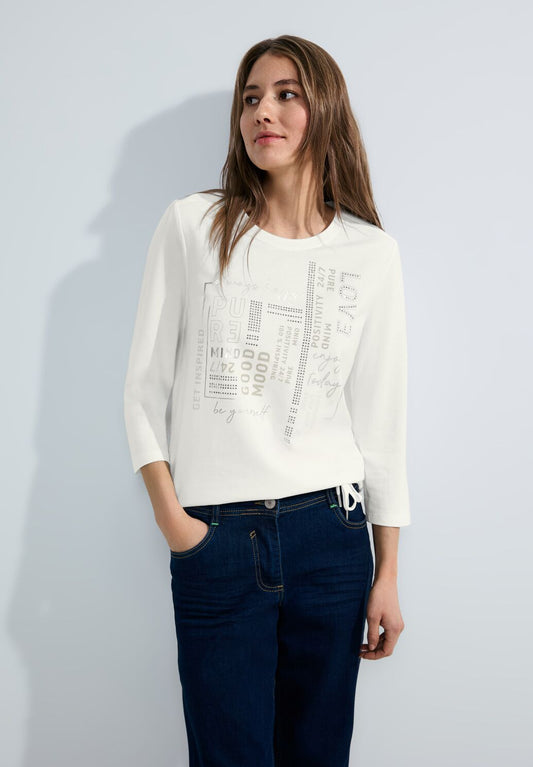 Cecil Cream Worded Top