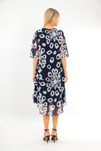 Navy Dress with Chiffon Overlay Dress
