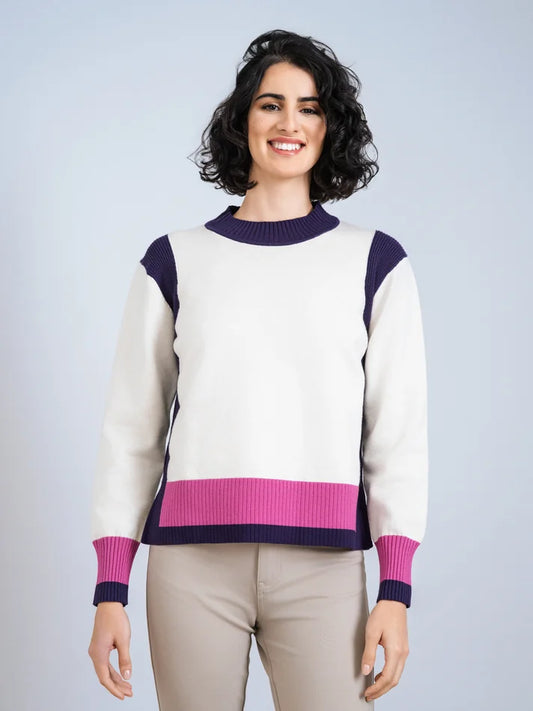 Stone and Purple Knit Jumper