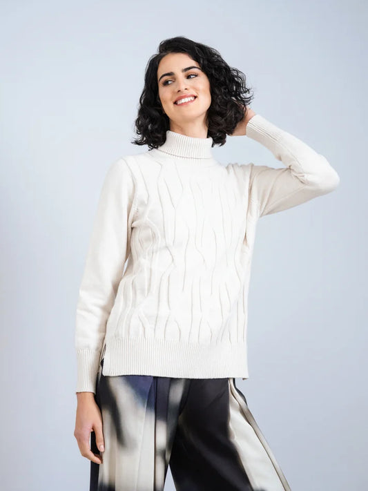 Cream Turtleneck Sweater