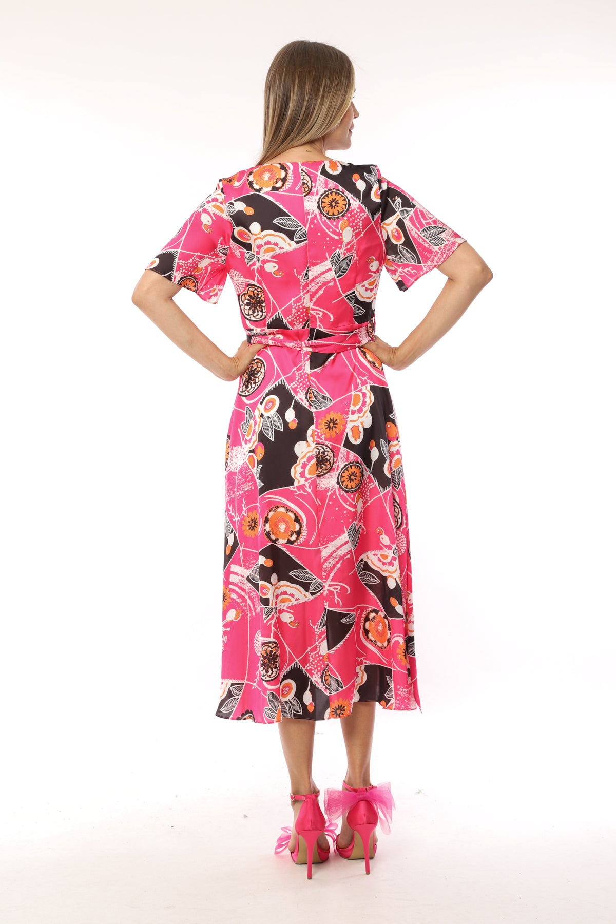 Pink Abstract Floral Dress