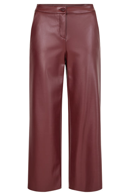 Robell Chloe Wine Faux Leather Trousers
