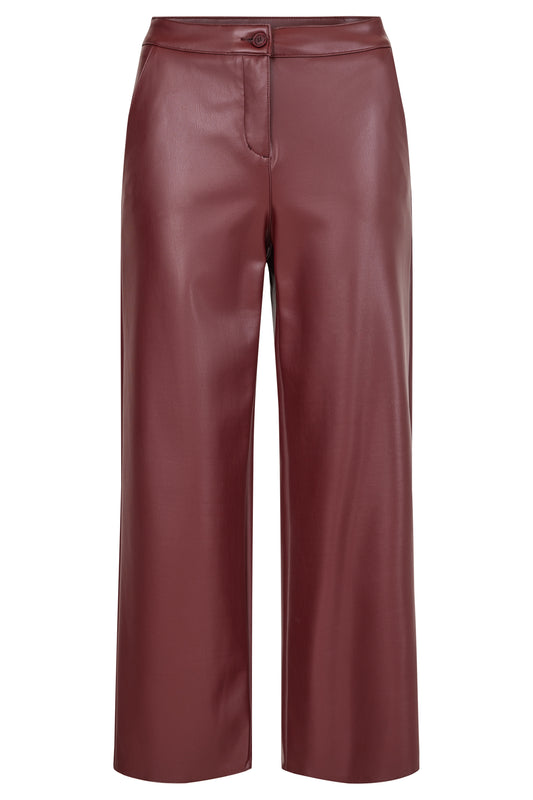 Robell Chloe Wine Faux Leather Trousers