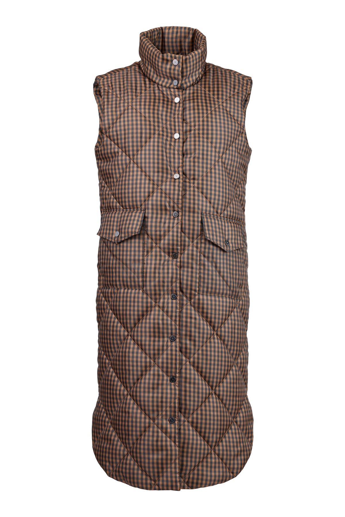 Long Check Print Gilet