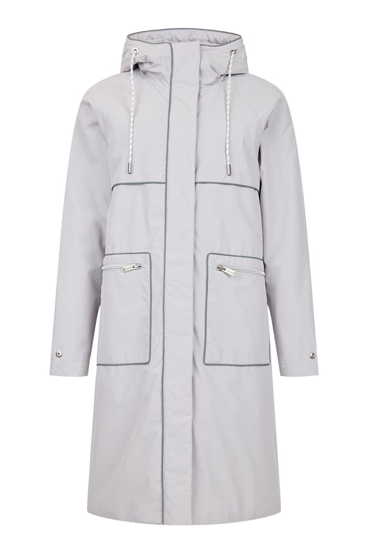 Silver Grey Hooded Rain Coat