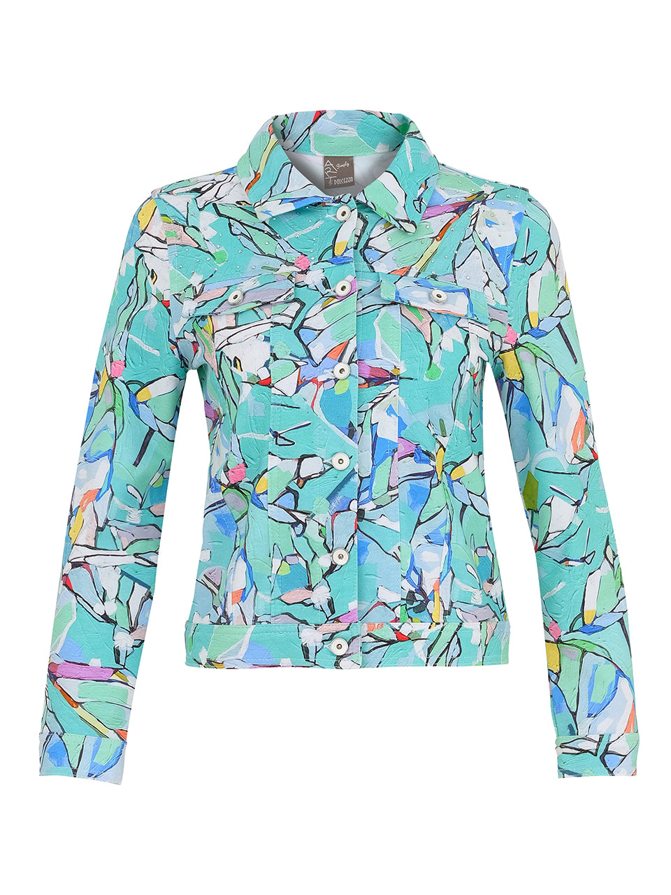 Dolcezza Abstract Floral Denim Jacket