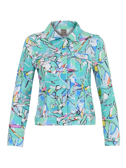 Dolcezza Abstract Floral Denim Jacket