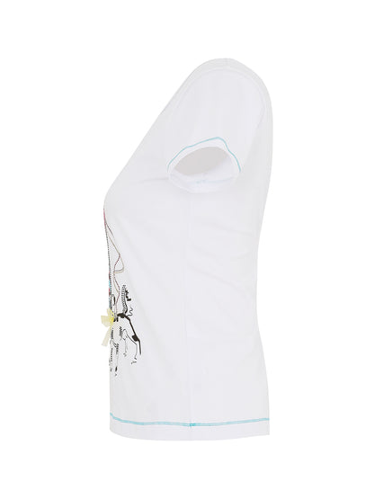 Dolcezza White Graphic Print Top