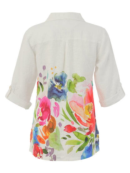 Dolcezza Floral Linen Blouse