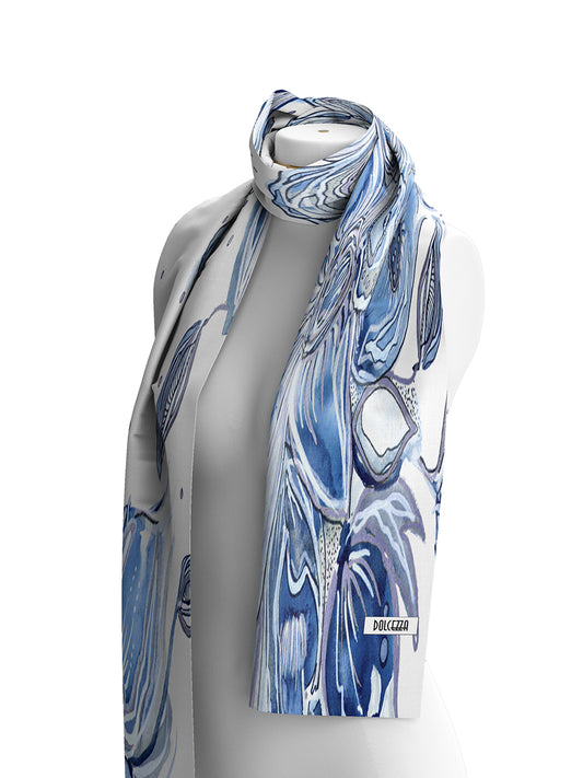 Dolcezza Blue Flowers Scarf
