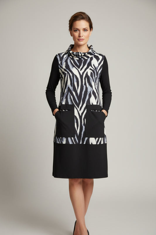 Libra Turtleneck Zebra Print Dress