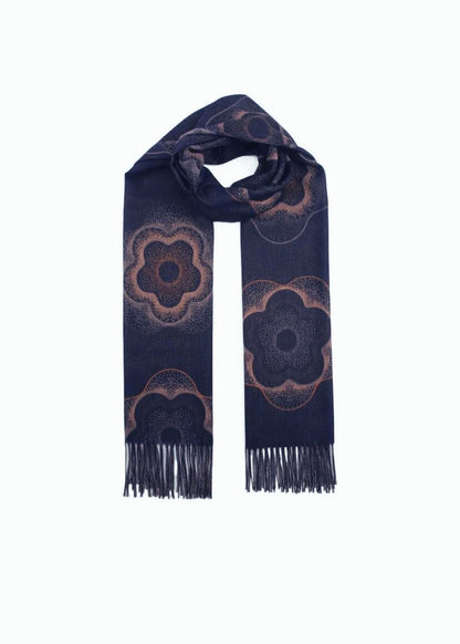 Navy Flower Print Scarf