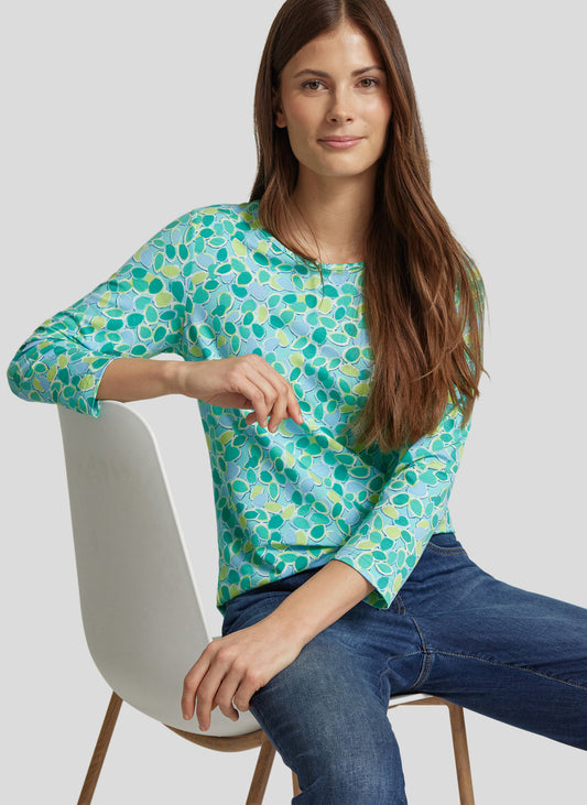 Rabe Green 3/4 Sleeve Abstract Print Top