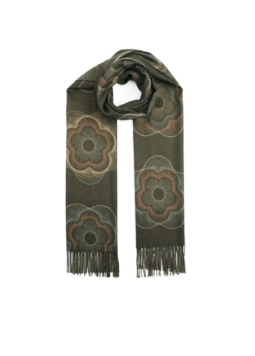 Green Flower Print Scarf