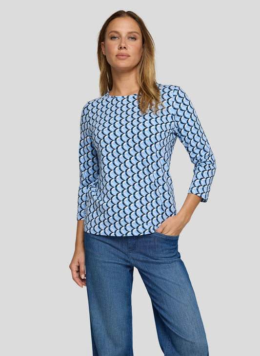 Rabe Pastel Blue Geo Print Top