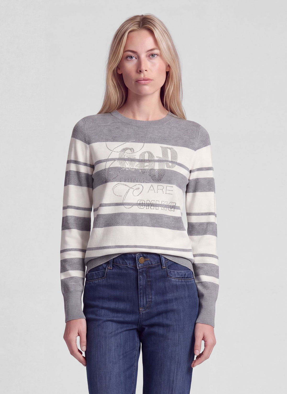 RABE Grey Striped Pullover
