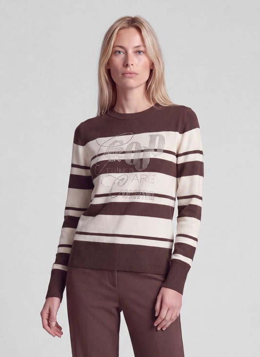 RABE Brown Striped Pullover