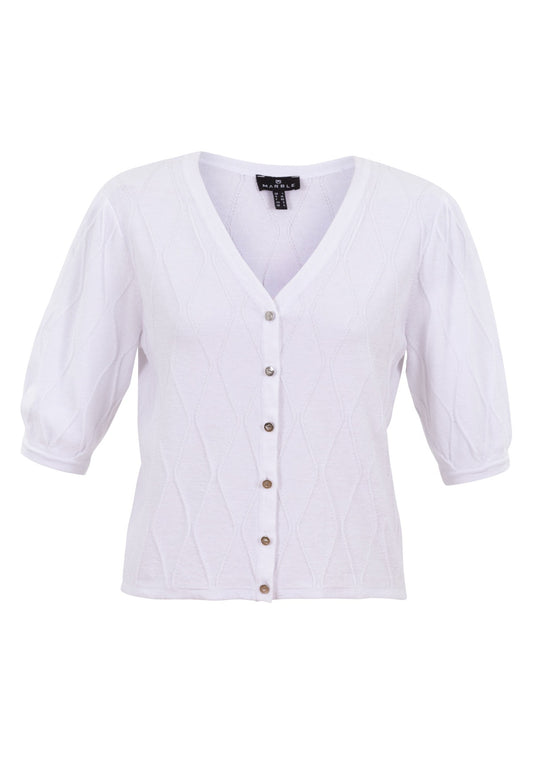 Marble White Linen Mix Cardigan