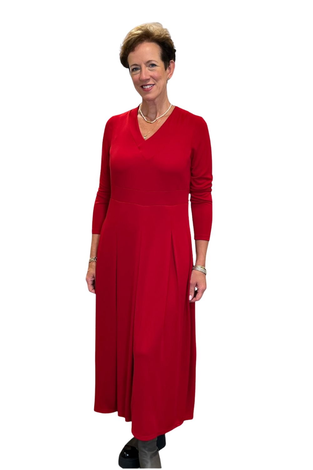 Peruzzi Red Asymetric Neck Dress