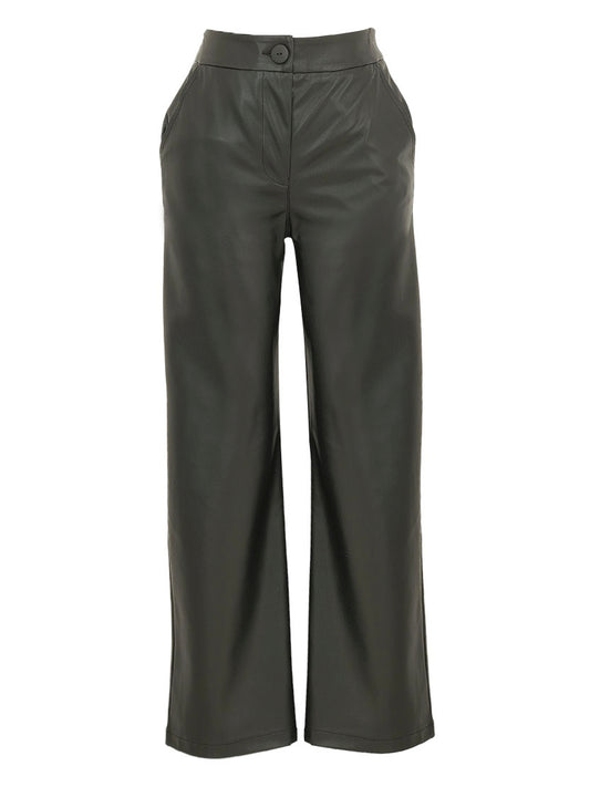 Black Faux Leather Cropped Trousers