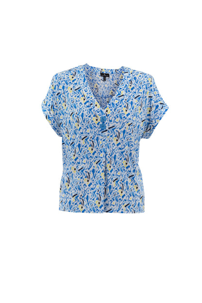 Marble Blue & Yellow Print Top