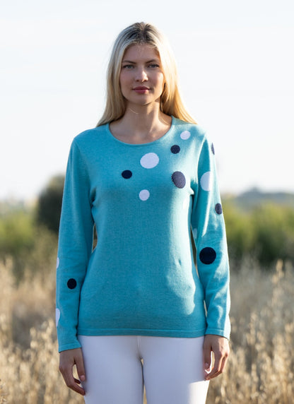 Marble Aqua Dot Print Sweater