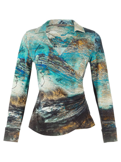 Dolcezza Abstract Print Wrap Top