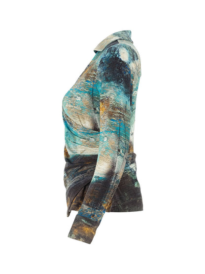 Dolcezza Abstract Print Wrap Top