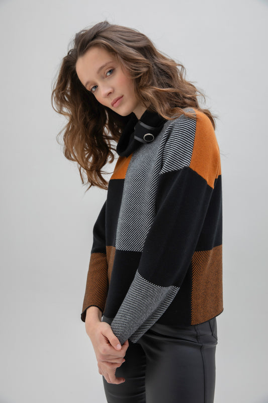 Marble Rust Checked Knit Sweater