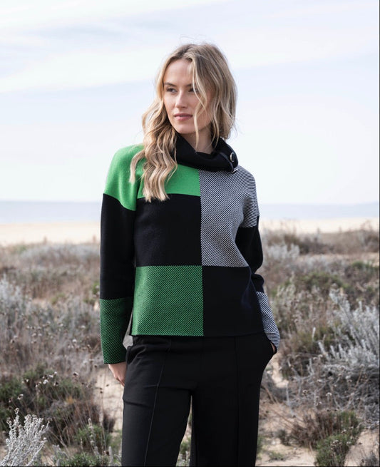 Marble Green Colourblock Sweater