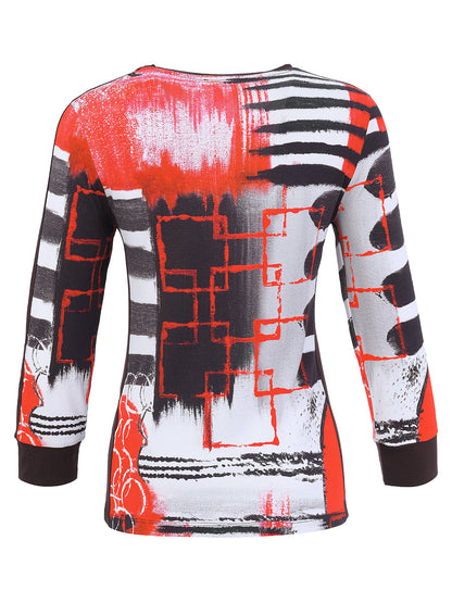 Dolcezza Red Abstract Top