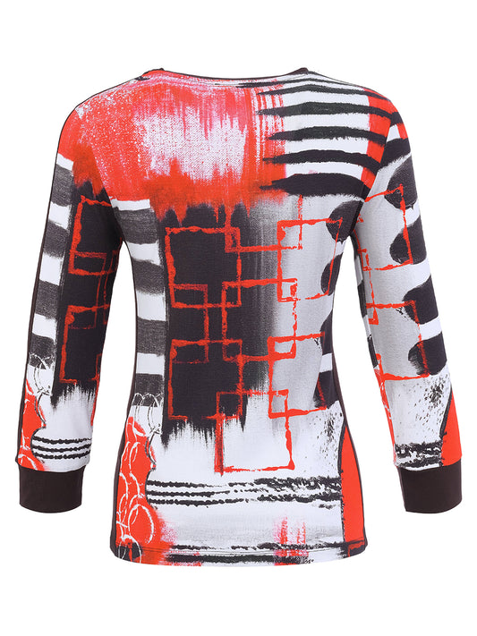 Dolcezza Red Abstract Top