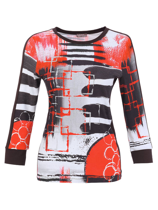 Dolcezza Red Abstract Top