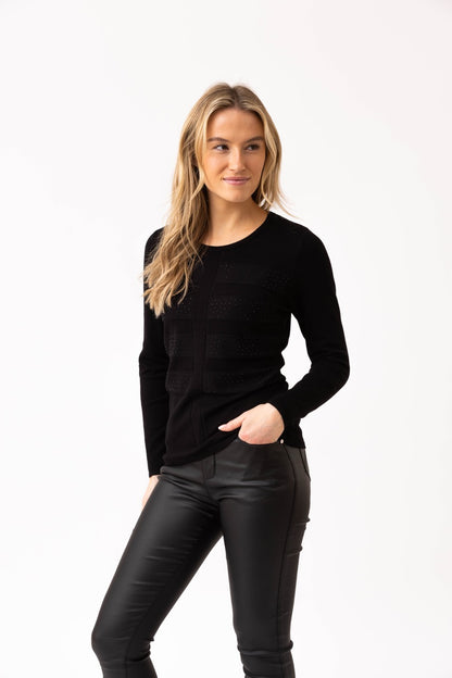 Marble Black Embellished Sweater
