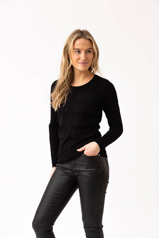 Marble Black Embellished Sweater