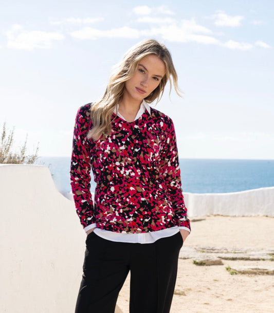 Marble Red Scatter Print Sweater