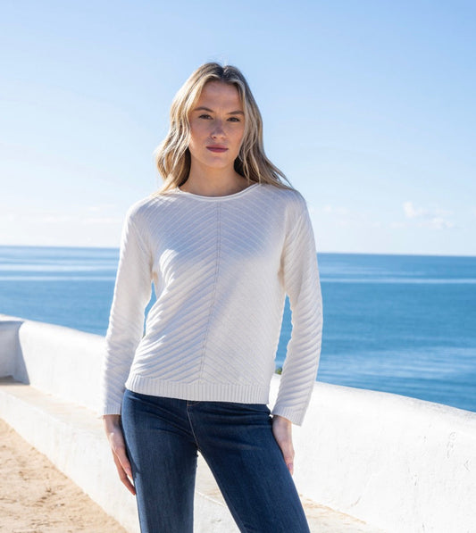 Marble White Chevron Knit Sweater