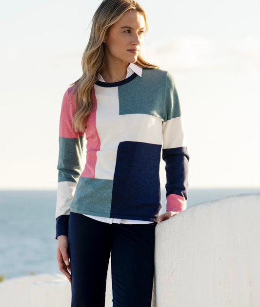 Marble Seafoam 3 Tone Colourblock Sweater
