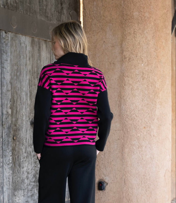 Marble Fuchsia Geometric Sweater
