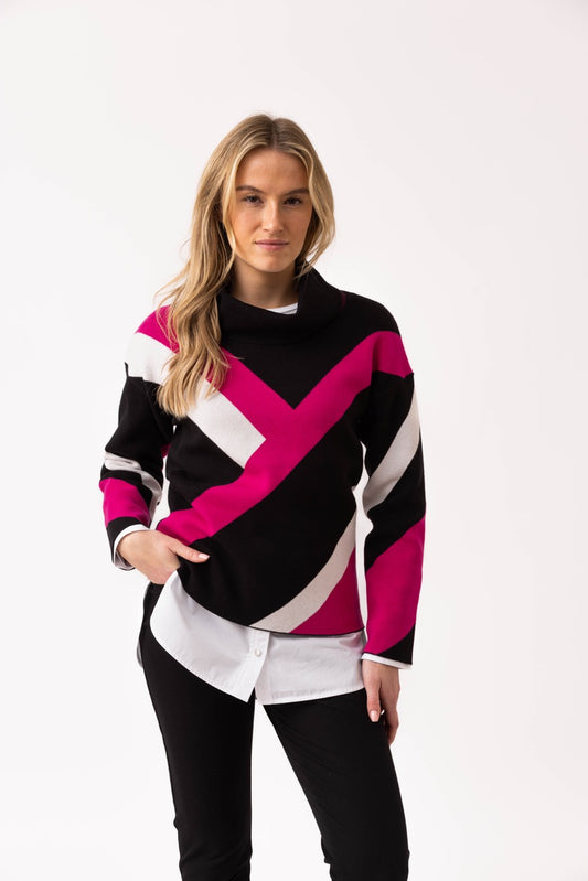 Marble Fuschia Abstract Sweater