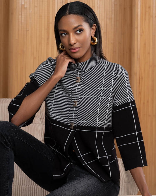 Black and White Check Cardigan