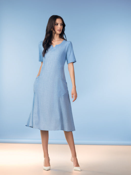 Blue Linen Dress