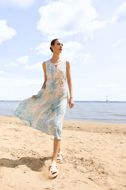 Aqua Abstract Print Dress