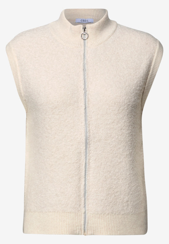 Cecil Oat Milk Boucle Zipped Gilet