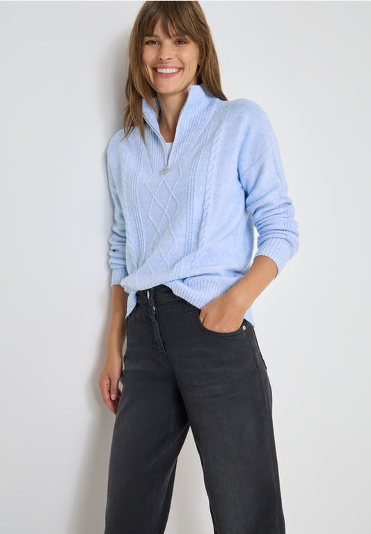 Cecil Light Blue Troyer Knit