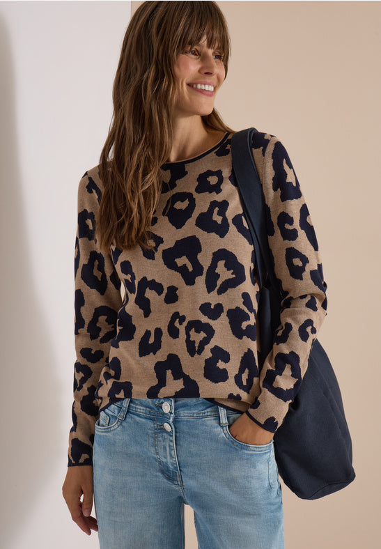 Cecil Mocha Leopard Print Pullover