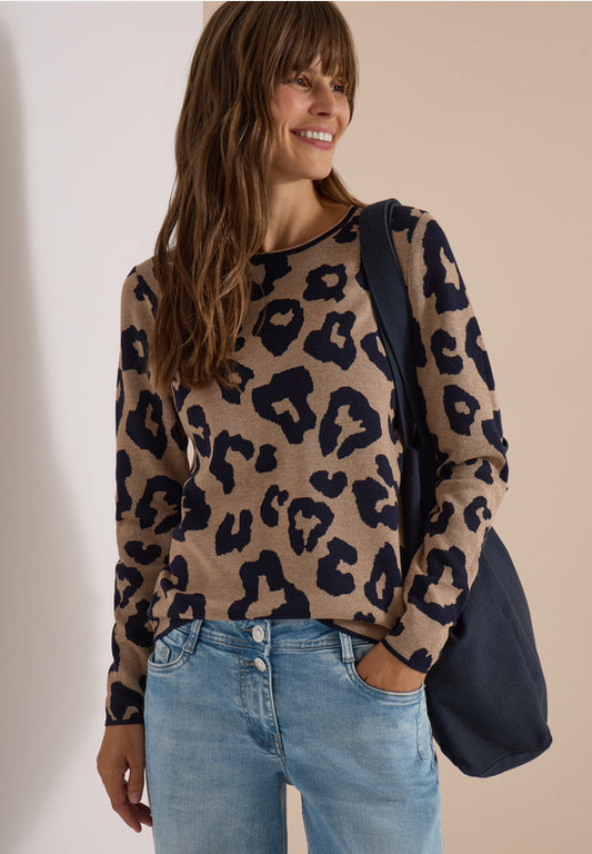 Cecil Mocha Leopard Print Pullover